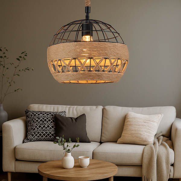 Lámpara colgante de techo en yute