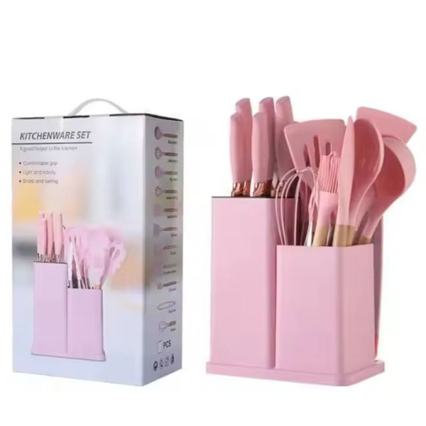 Set Cucharones, Cuchillos y Tabla para Cocina 18 pzs