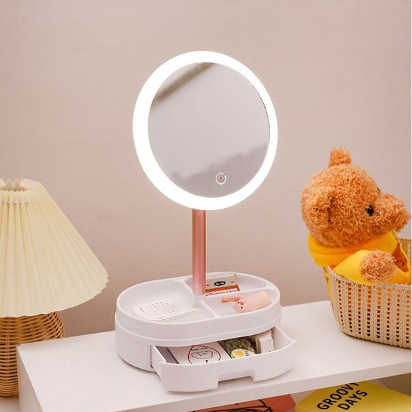 Espejo led mesa con joyero