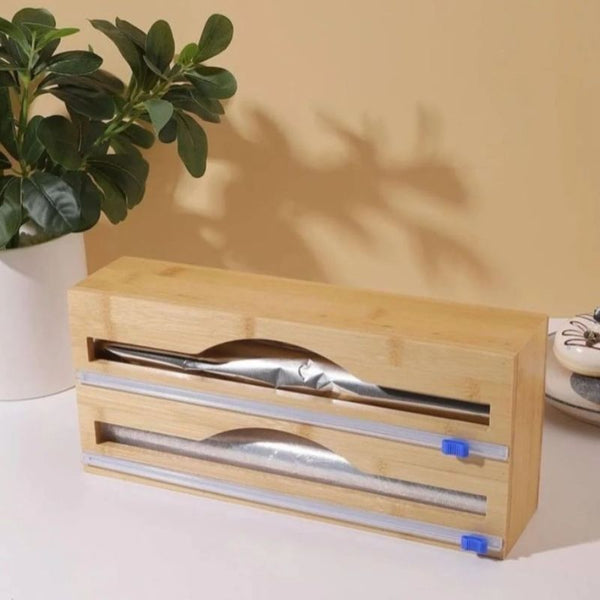 Organizador de papel de cocina en bambú