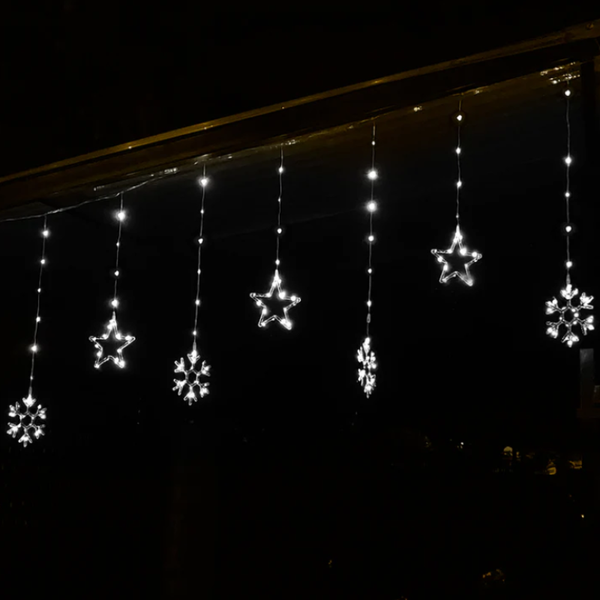 Luces cascada estrella y nieve 3 mts caída 80 cm