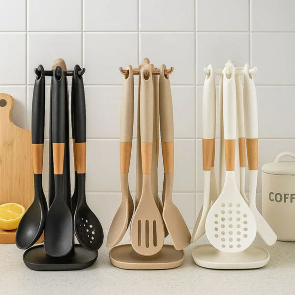 Set utensilios de cocina con soporte colgante