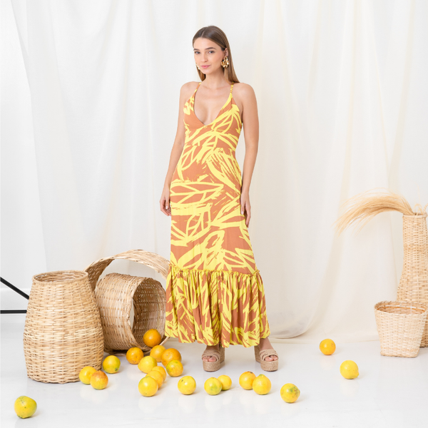 Vestido largo de tiras bolero inferior