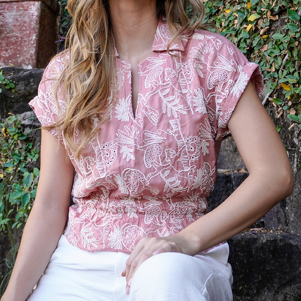 Blusa manga corta hojarota
