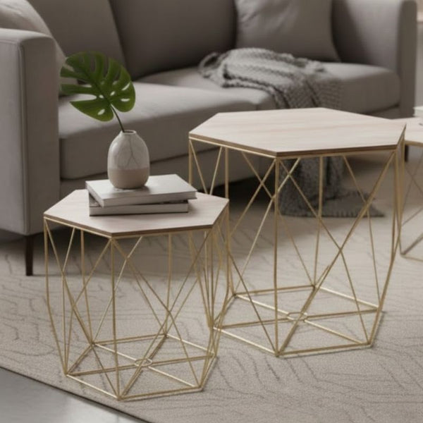 Mesa decorativa hexagonal