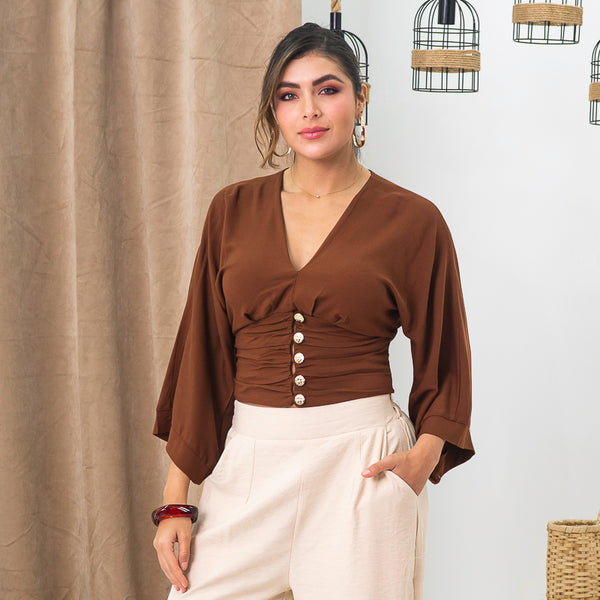 Blusa manga larga escote