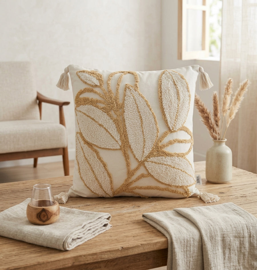 Cojín Decorativo con Diseño de Hojas