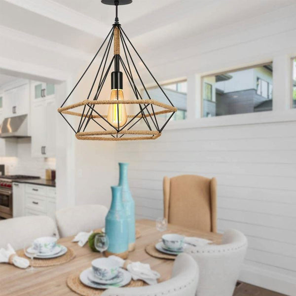 Lámpara colgante geométrica en yute