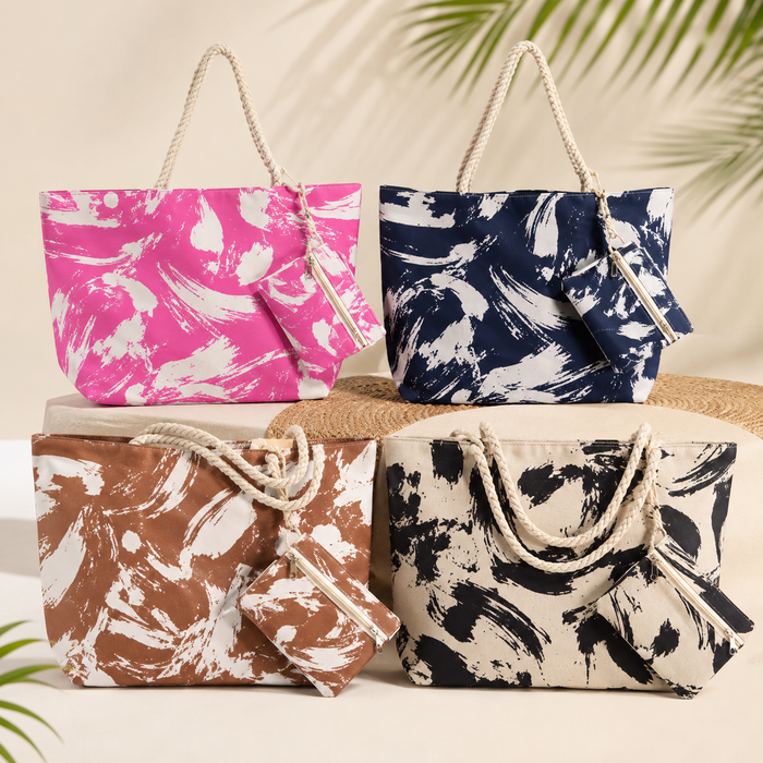 Bolso playero con monedero diseño estampado
