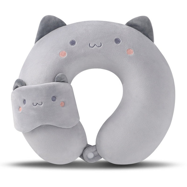 Almohada tipo U para cuello con antifaz