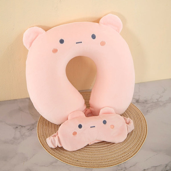 Almohada tipo U para cuello con antifaz