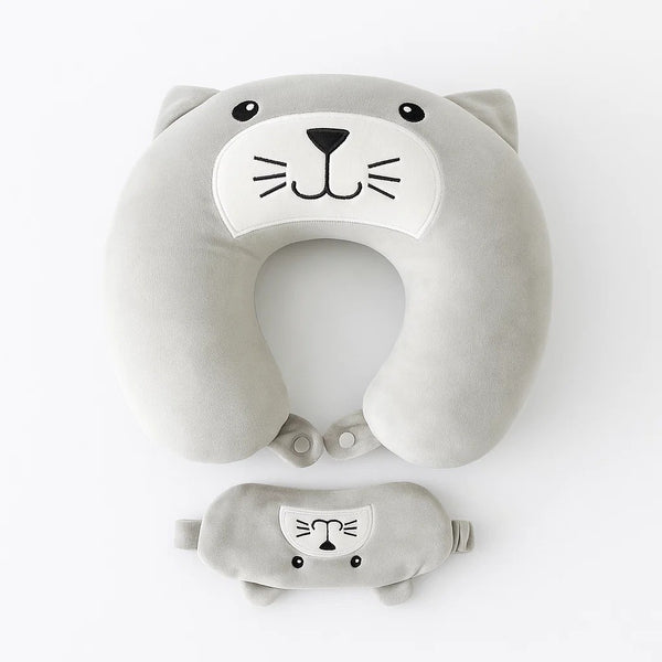 Almohada tipo U para cuello de osito con antifaz